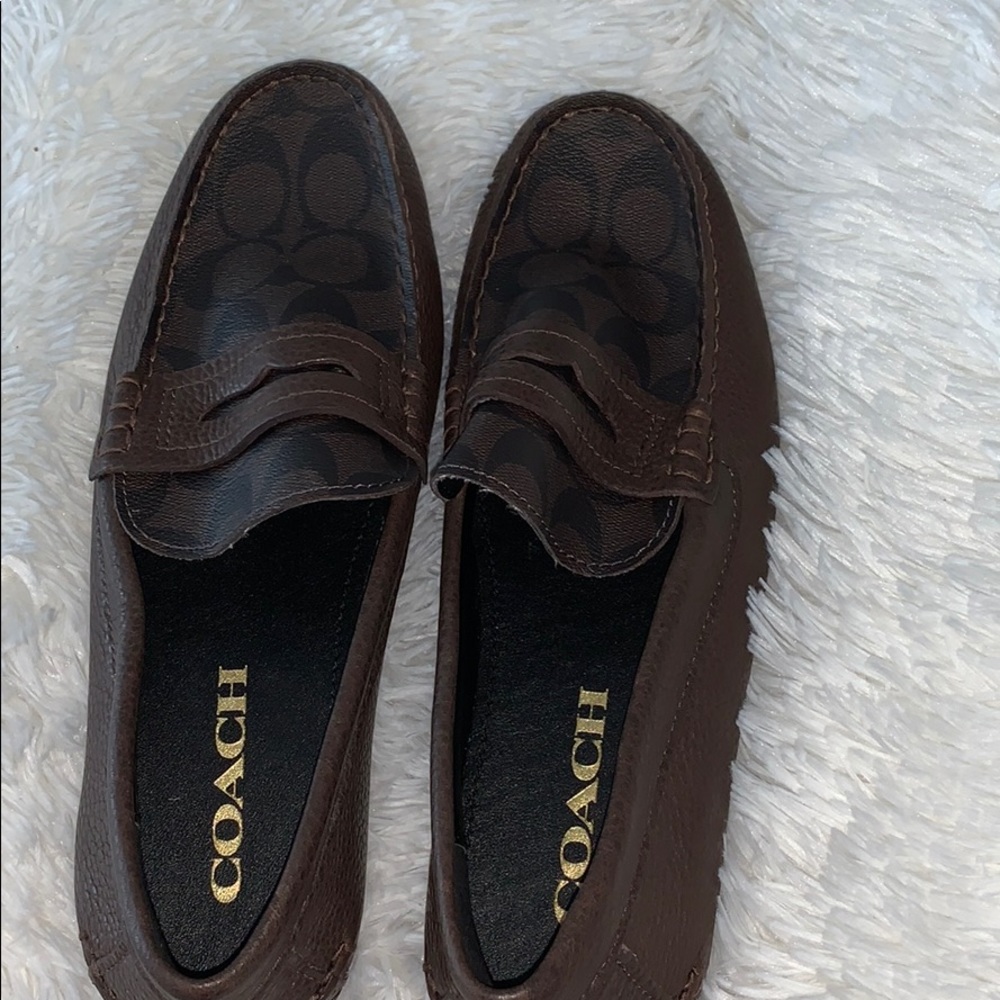 brand new coach men’s dress shoes in coffee brown